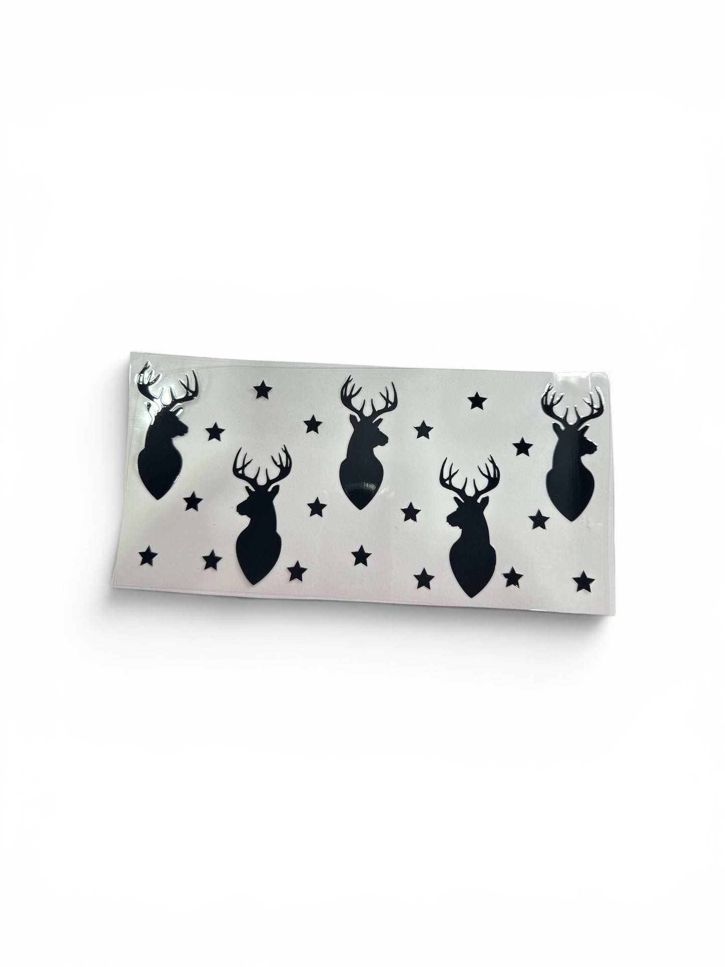 Deer Mounted Black with Stars 16oz UV DTF Transfer #268 Cup Wrap