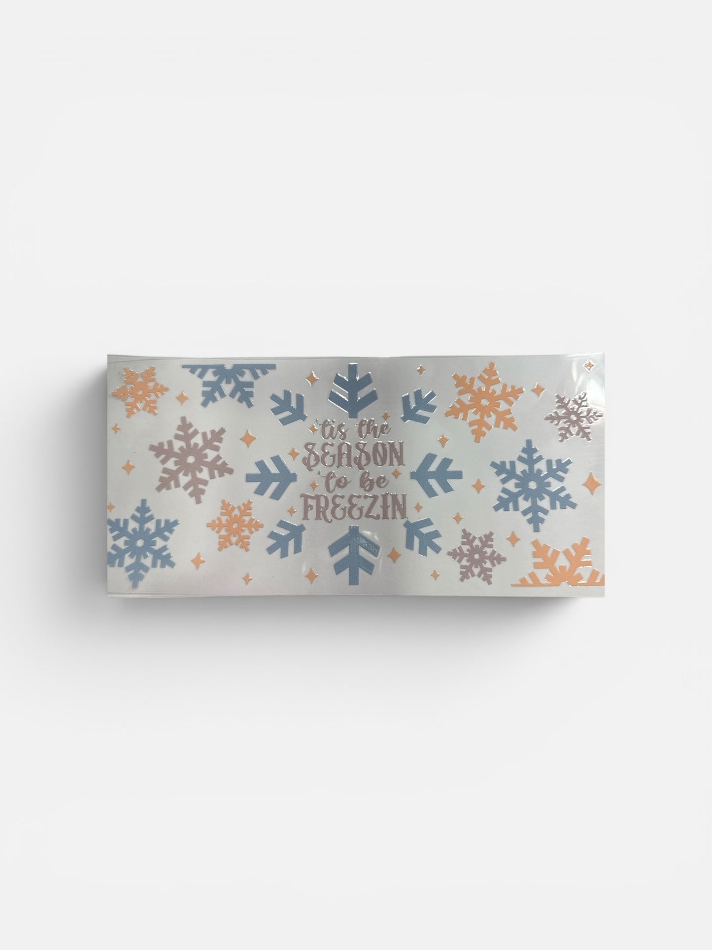 Tis the Season Blue Snowflakes 16oz UV DTF Transfer for Cups #314