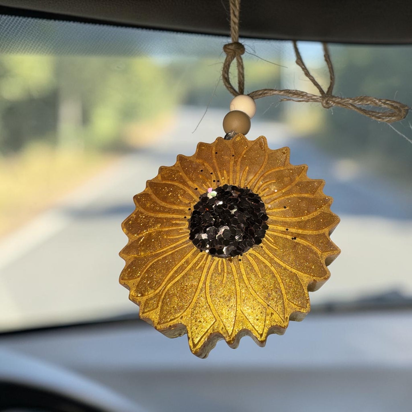 Sunflower Car Freshie – Handmade Hanging Car Air Freshener