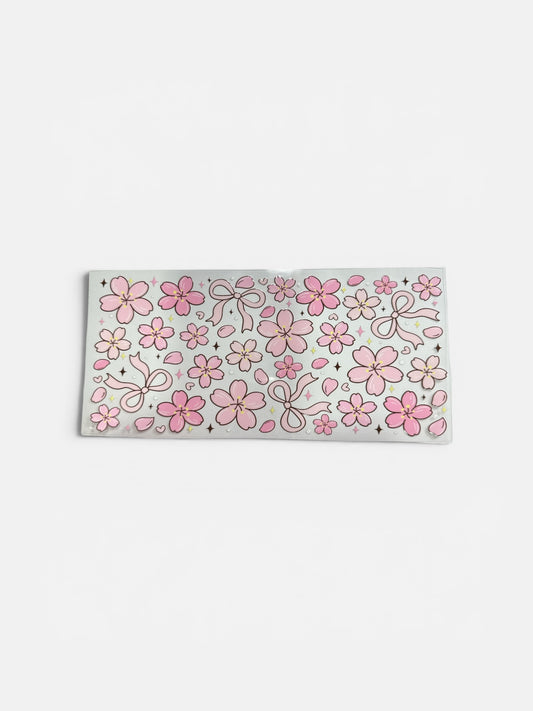 Pink Bows and Pink Flowers 16oz UV DTF Transfer for Cups #284
