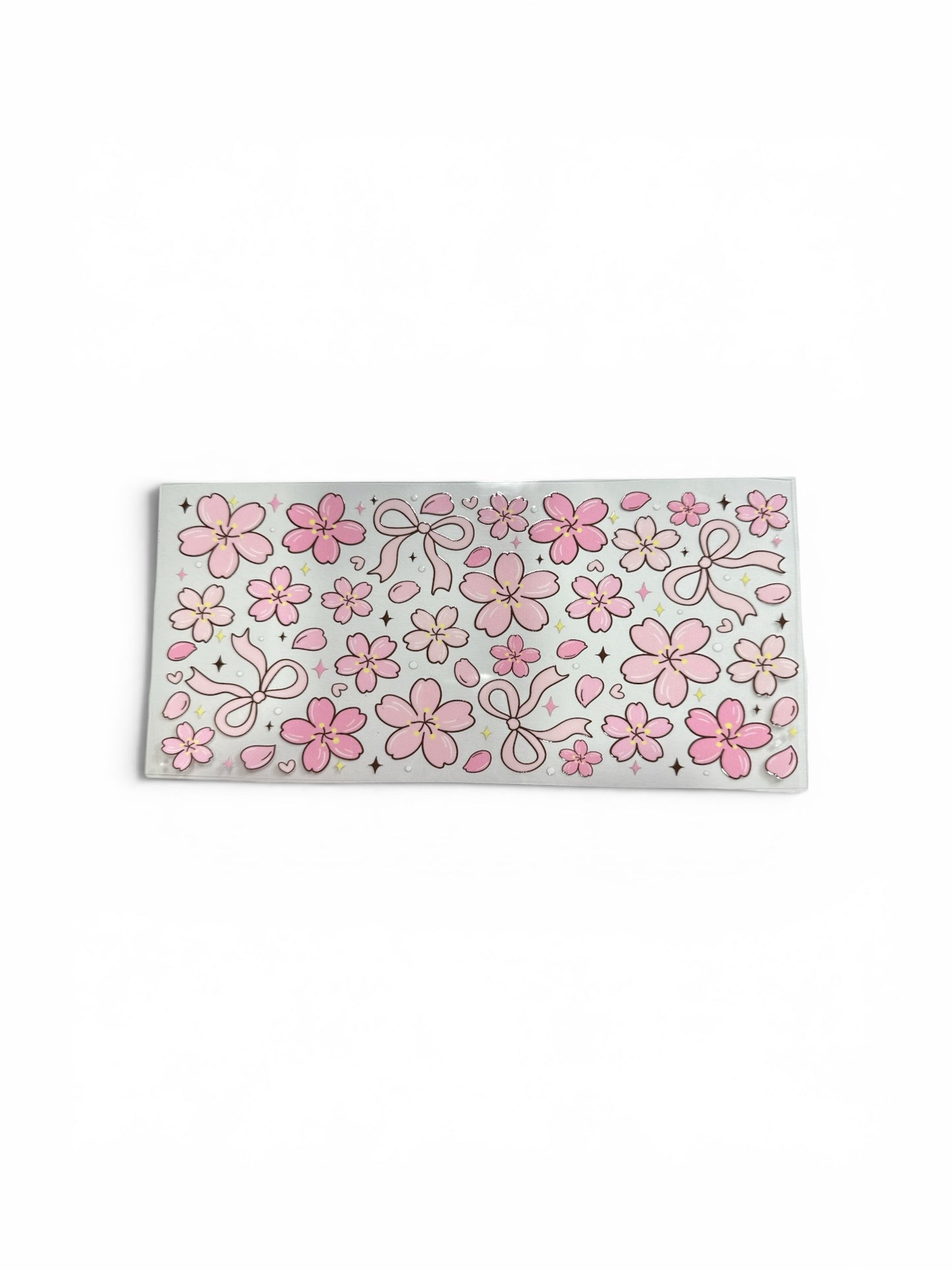 Pink Bows and Pink Flowers 16oz UV DTF Transfer for Cups #284