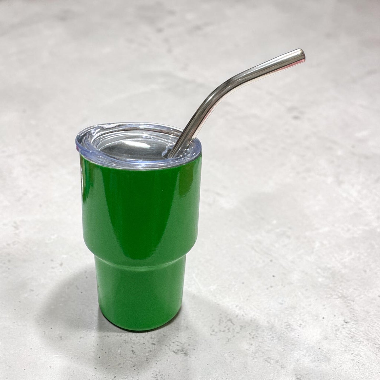 3 OZ Green Stainless Steel Double Wall Mugs with Lids and Straw