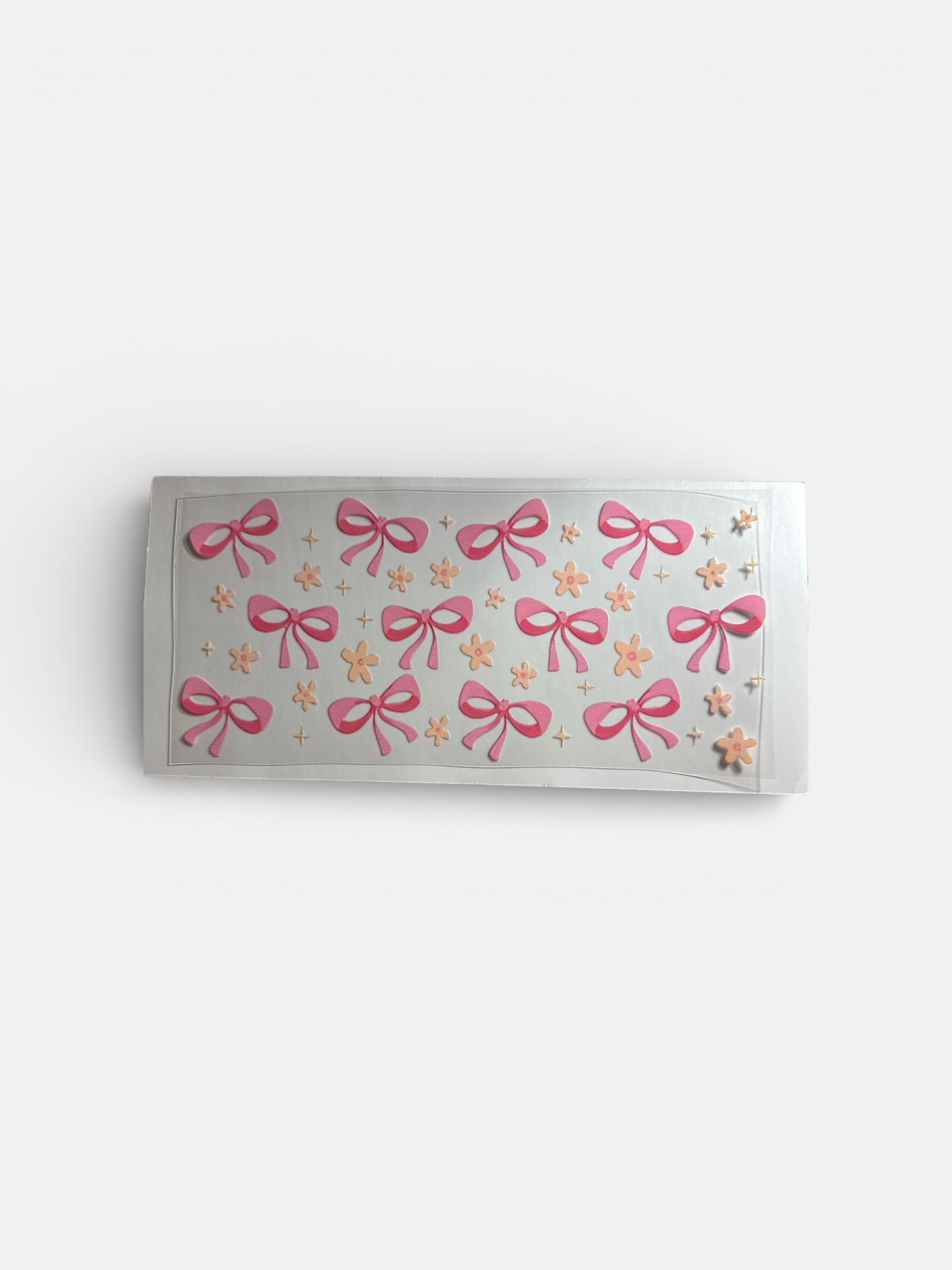 Pink Bows and Orange Flowers 16oz UV DTF Transfer for Cups #135