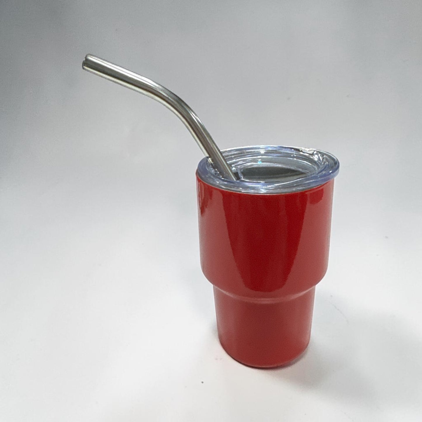 3 OZ Red Stainless Steel Double Wall Mugs with Lids and Straw