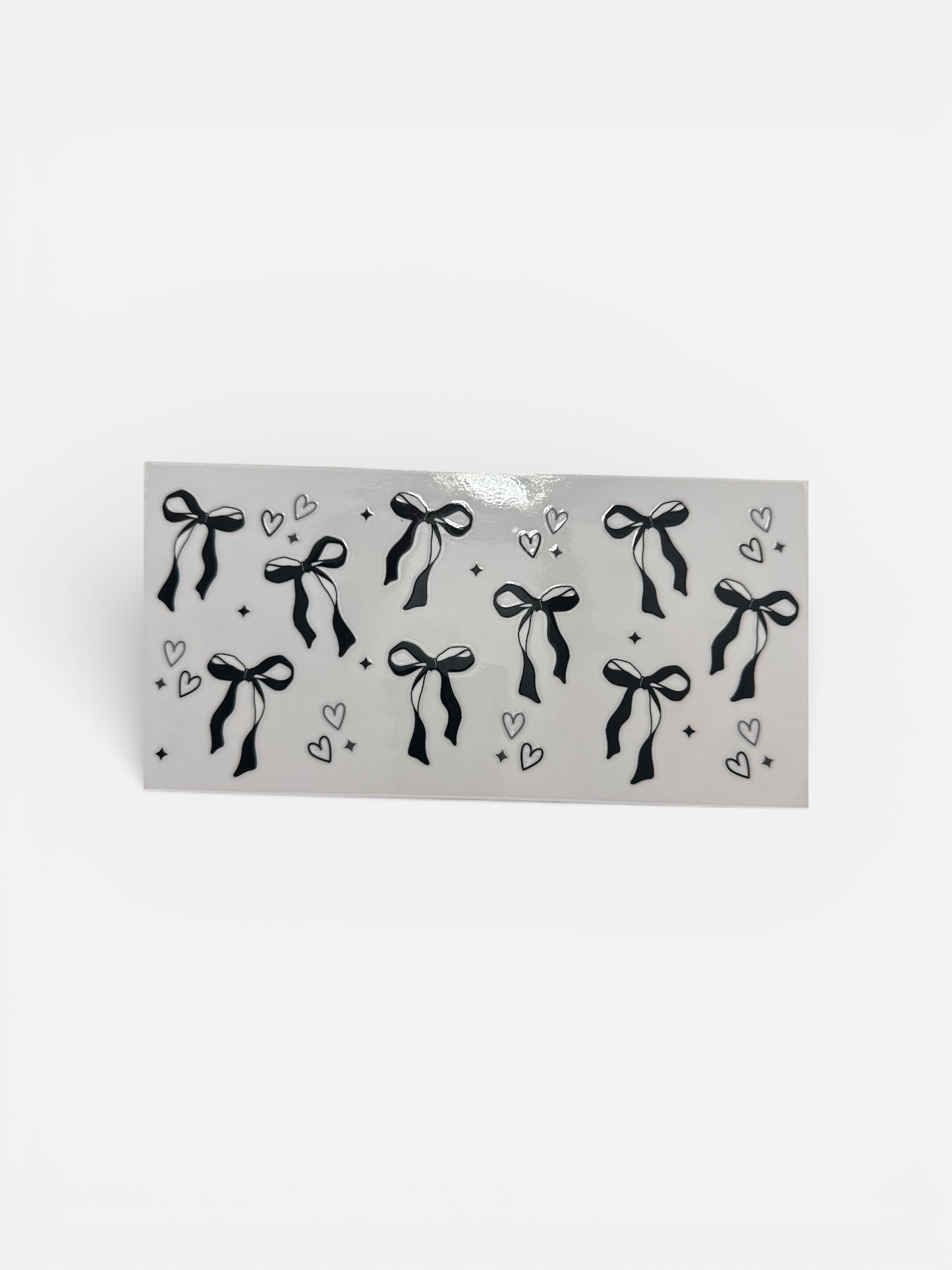Black Bows with Hearts 16oz UV DTF Transfer #137 for Glass Cups | Spooky Cute Decal