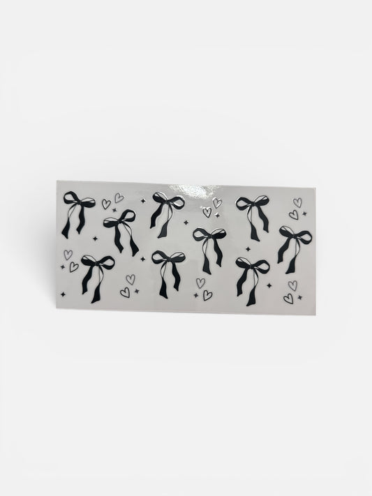 Black Bows with Hearts 16oz UV DTF Transfer #137 for Glass Cups | Spooky Cute Decal