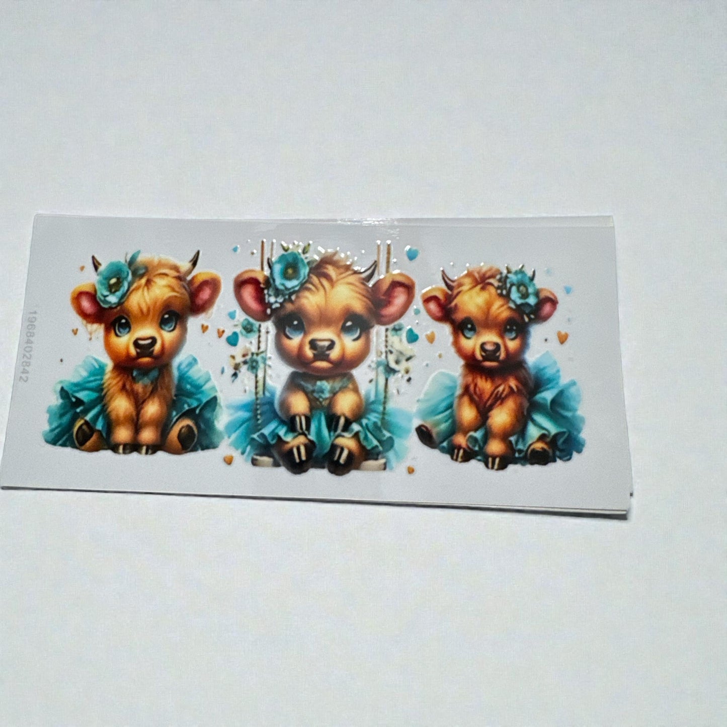 Cows with teal tutu 16oz UV DTF Transfer Cups #142