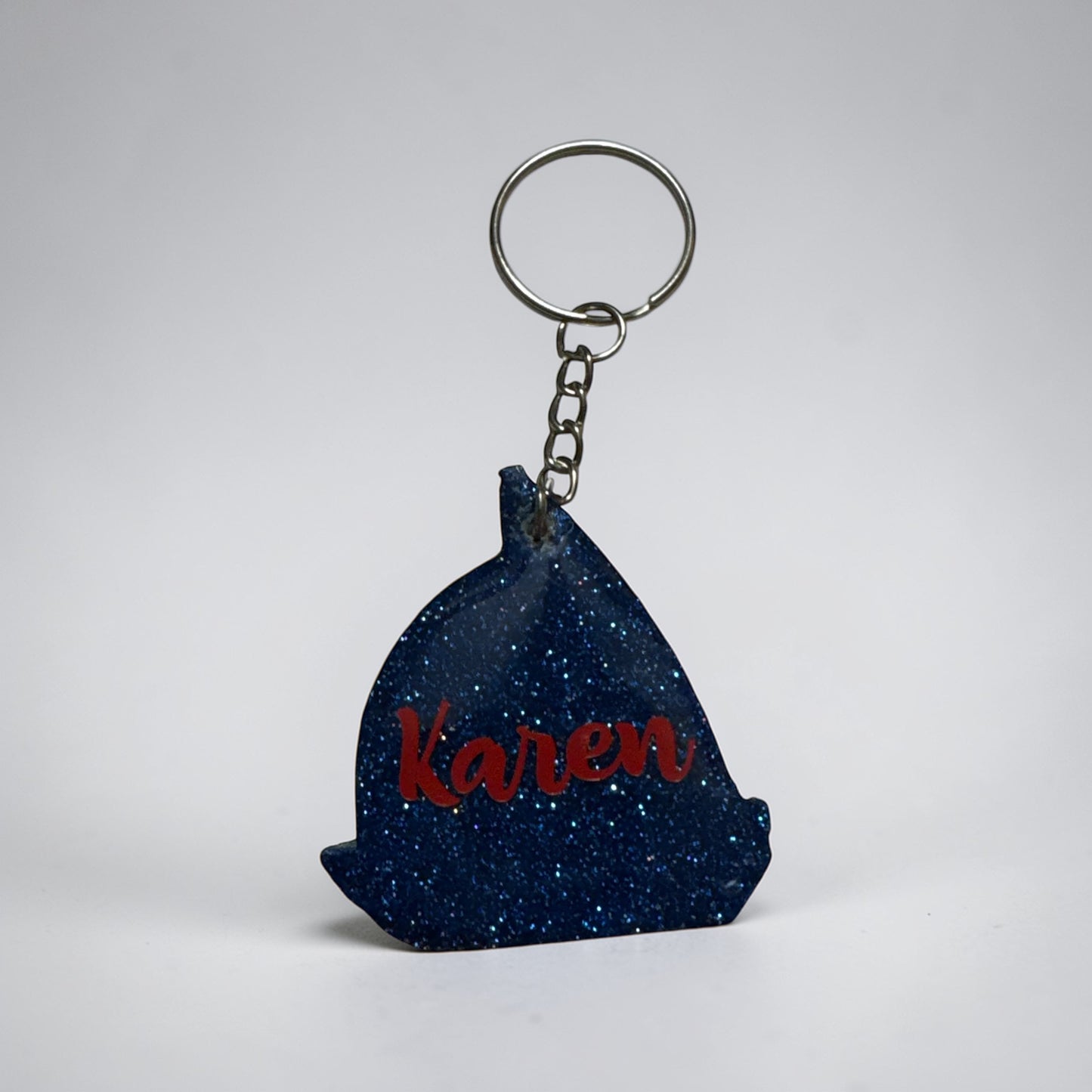 I Heart Sailing Keychain - Glitter Acrylic Sailboat Charm - Custom/Personalized