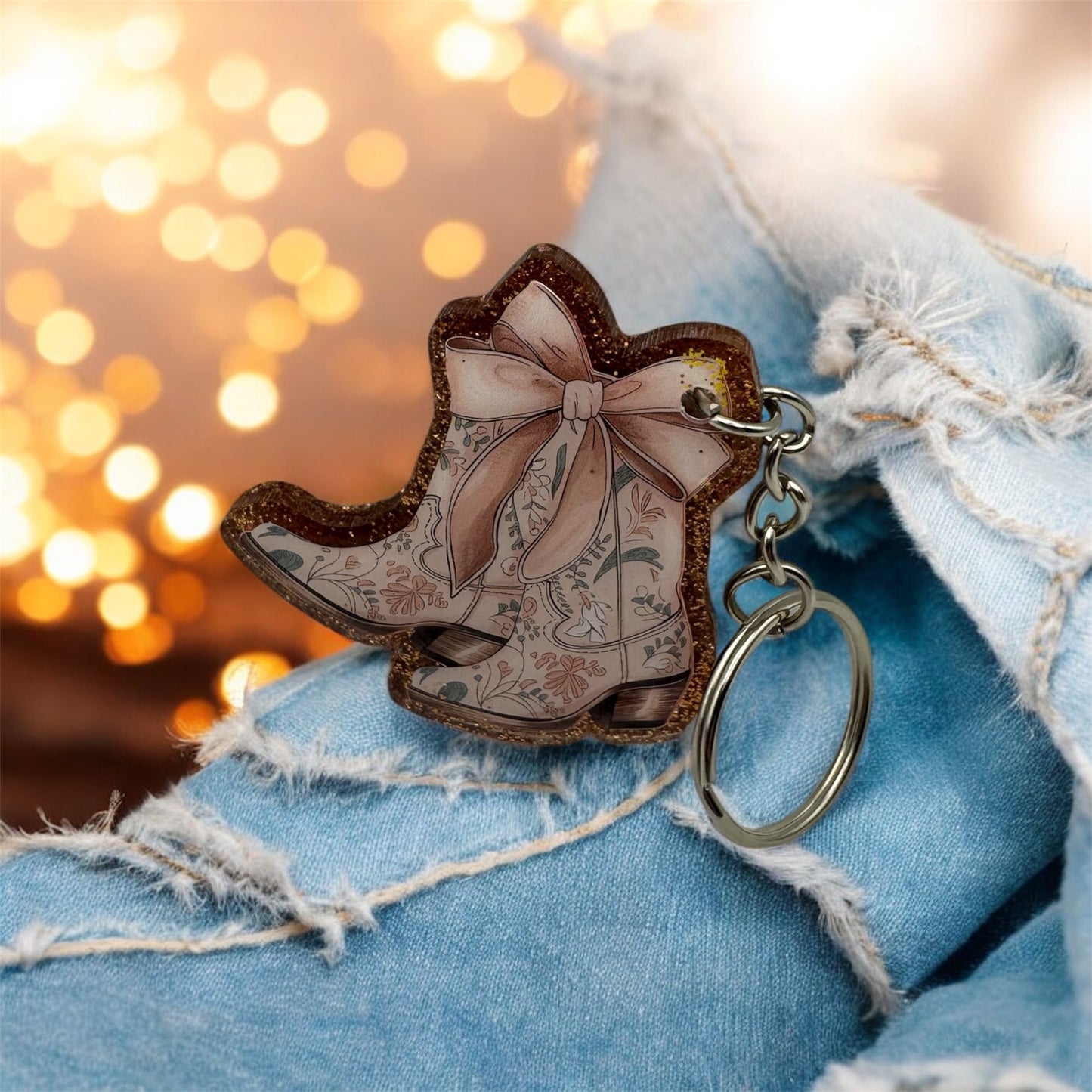 Western Boots Keychain – 2-Inch Country Girl Bag & Key Charm