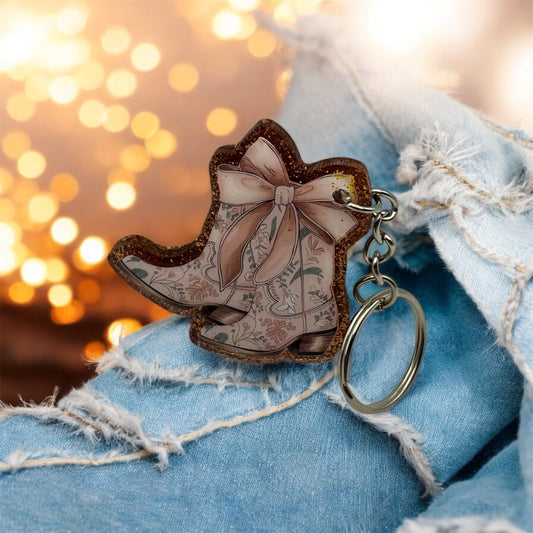 Western Boots Keychain – 2-Inch Country Girl Bag & Key Charm