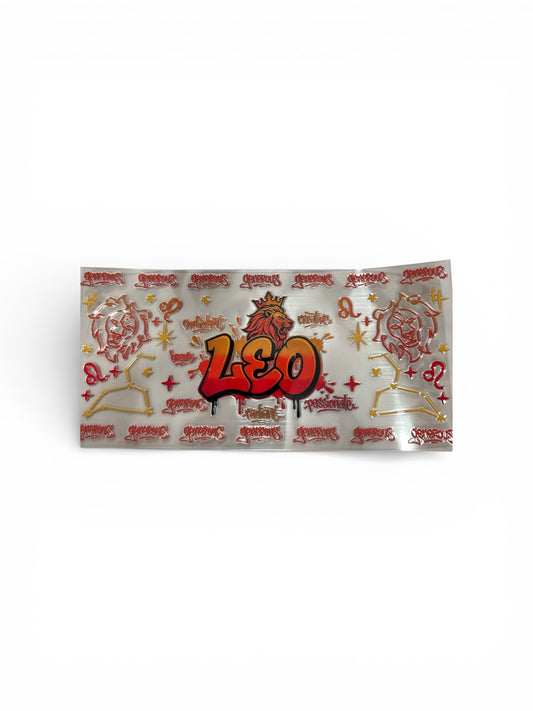 Leo Zodiac Sign UV DTF 16oz Cup Wrap, #160 Tumbler Decal