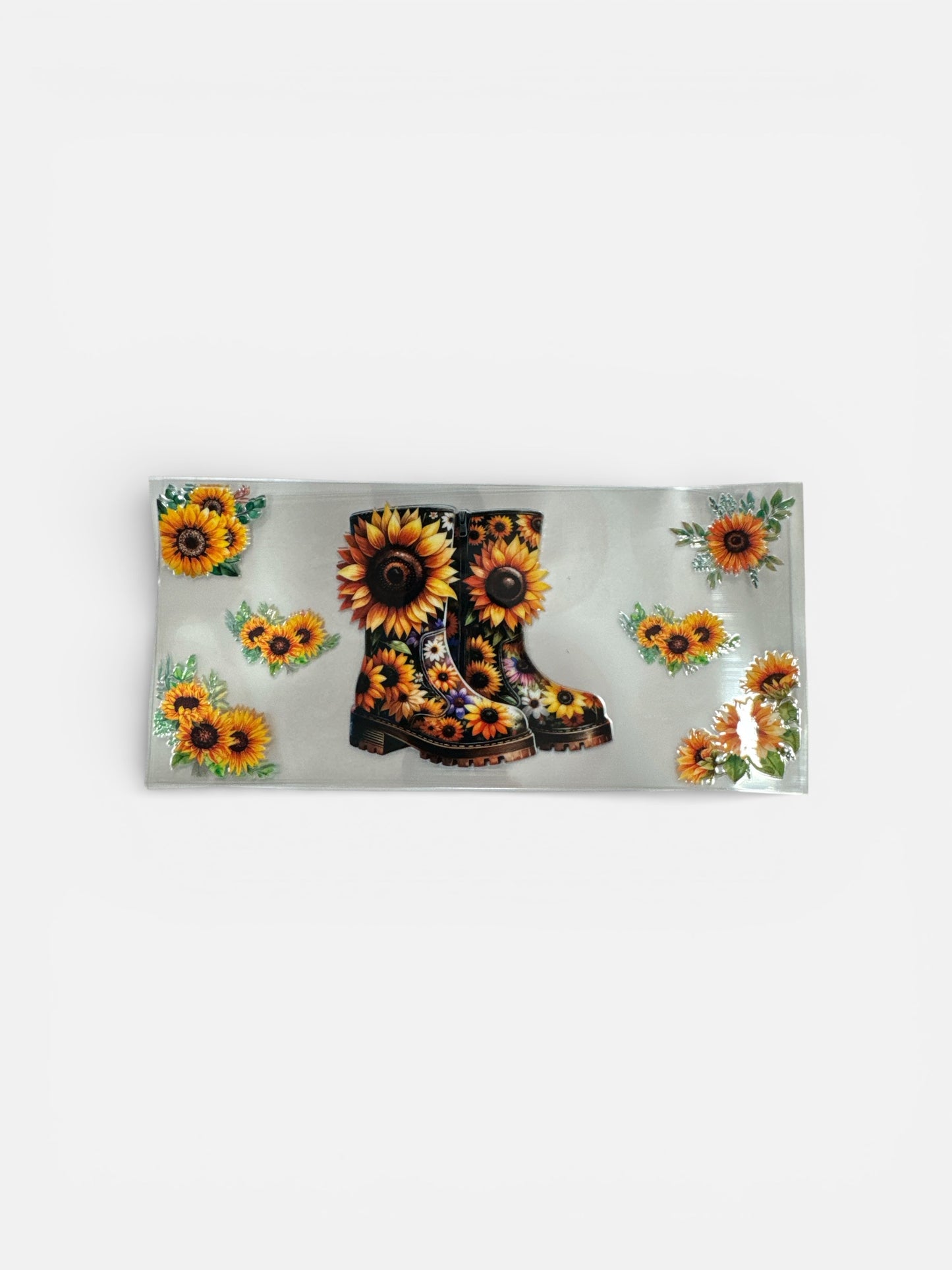 Sunflowers and Rainboots 16oz UV DTF Transfer for Cups #169