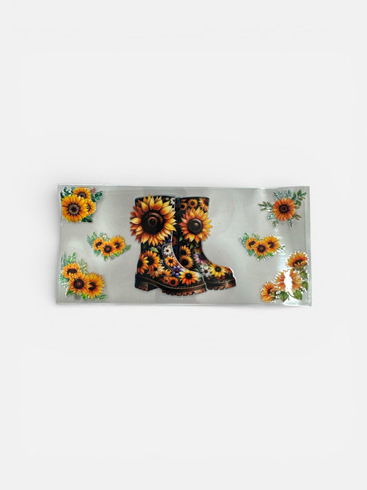 Sunflowers and Rainboots 16oz UV DTF Transfer for Cups #169