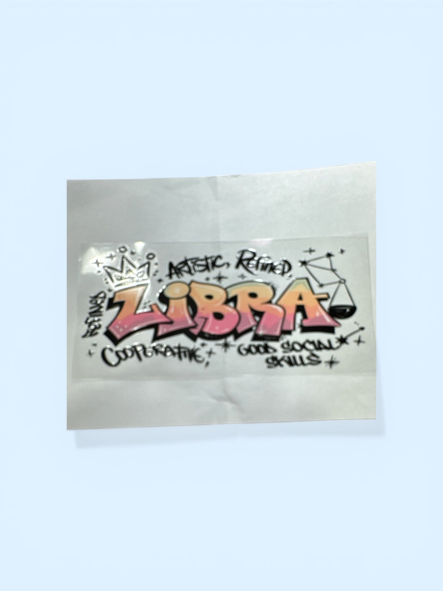 Libra Zodiac Sign UV DTF 16oz Cup Wrap, #187 Tumbler Decal