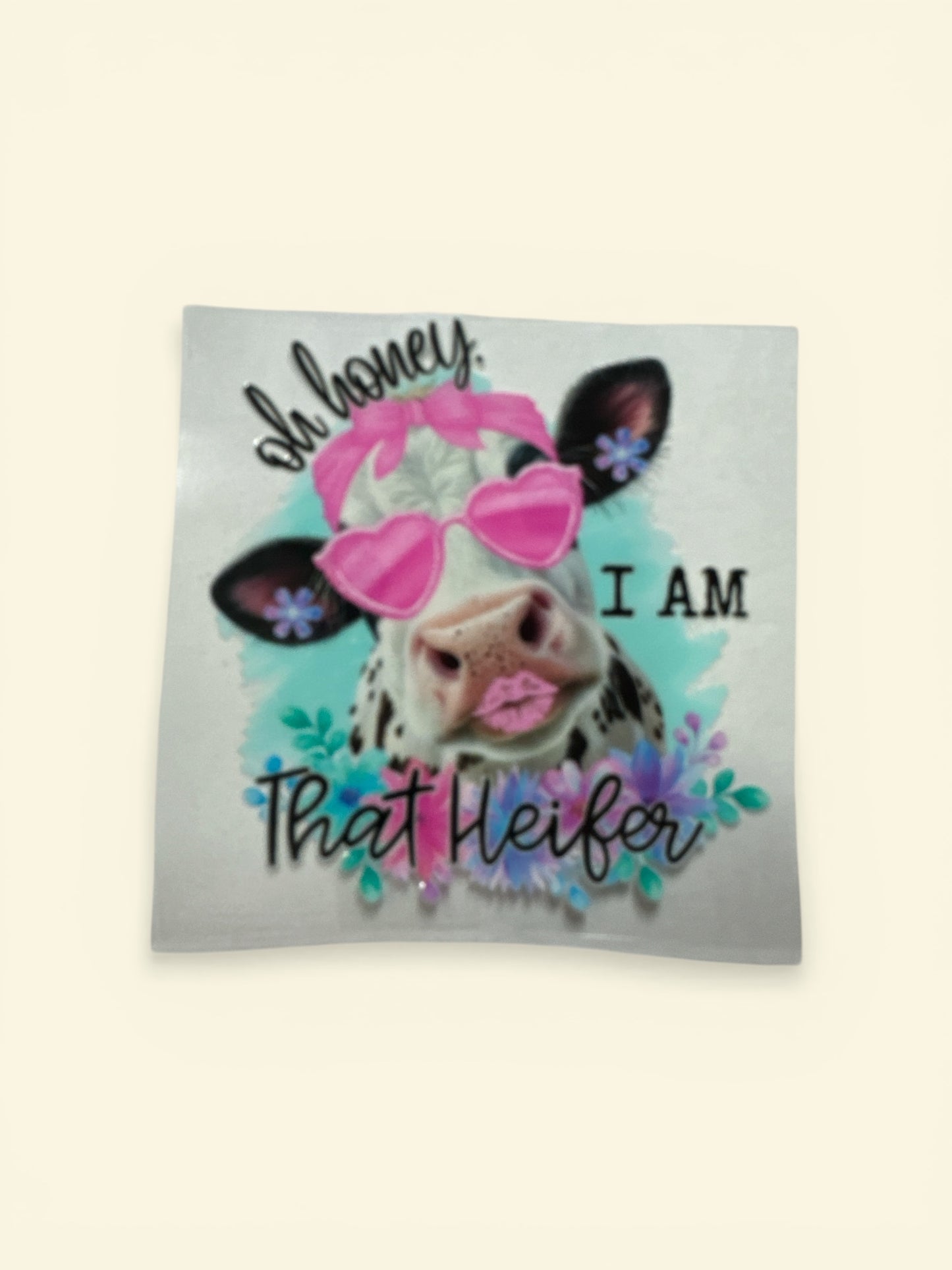 Heifer Cow with Lipstick 16oz UV DTF Transfer for Cups #189