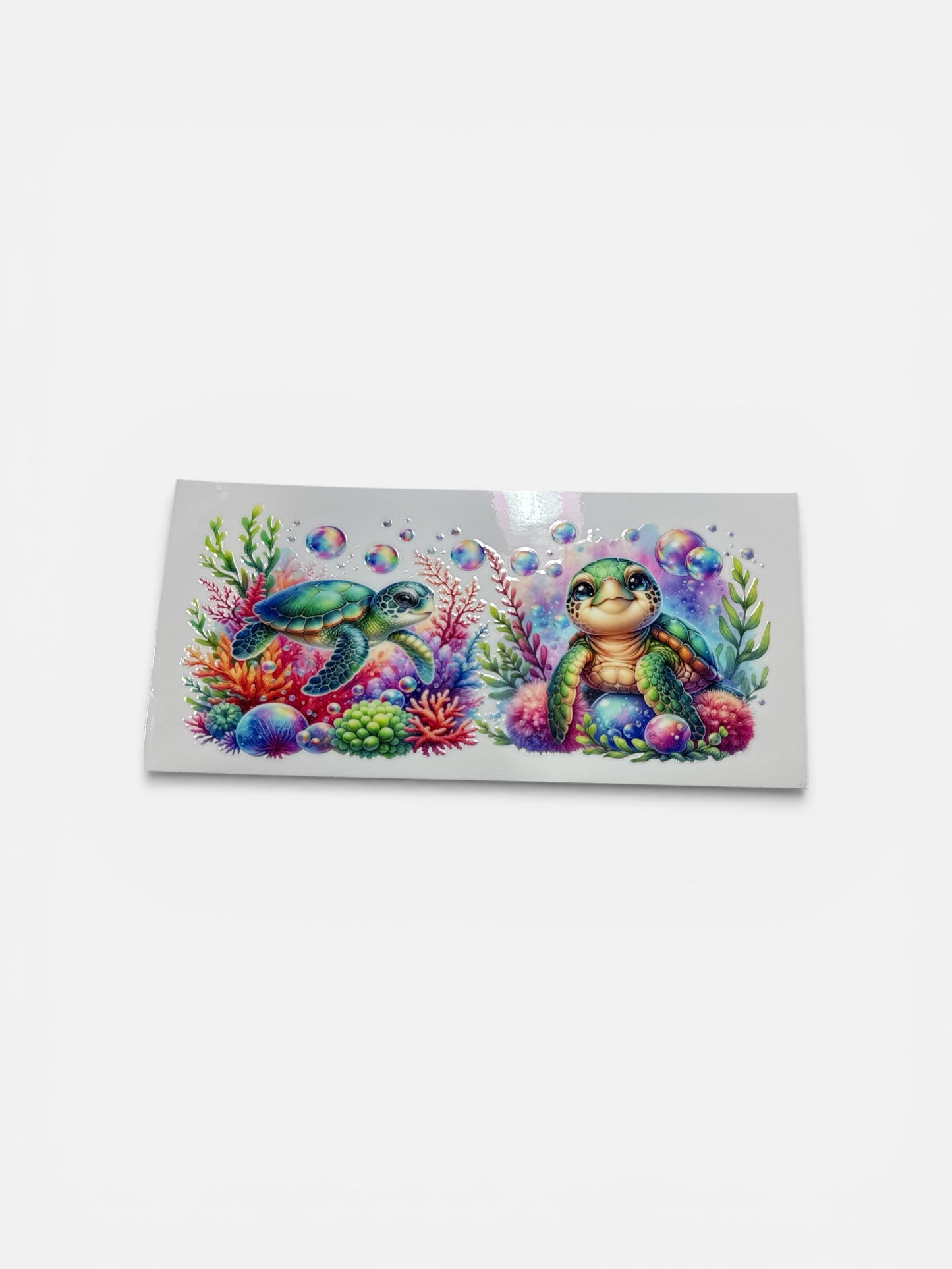 Sea Turtles 16oz UV DTF Transfer #191 for Glass Cups | Cute Decal| Sea Turtles on a Rock