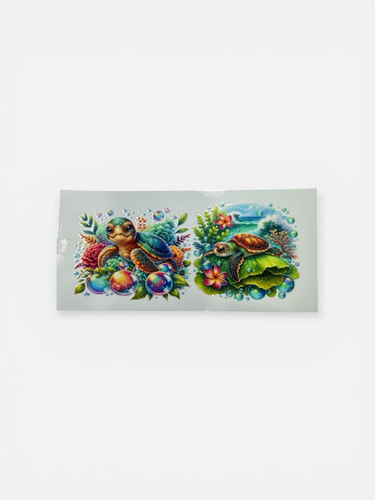 Sea Turtles 16oz UV DTF Transfer #194 for Glass Cups | Cute Decal| Sea Turtles Lily Pad