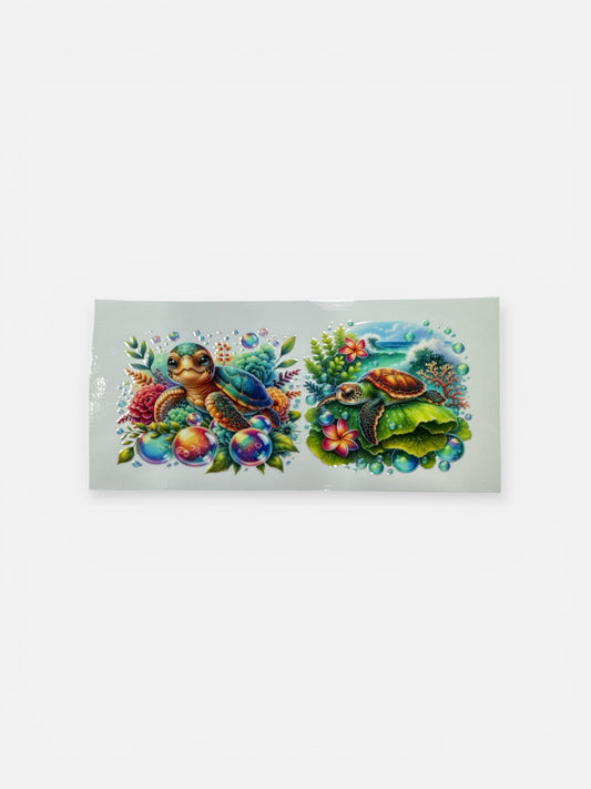 Sea Turtles 16oz UV DTF Transfer #194 for Glass Cups | Cute Decal| Sea Turtles Lily Pad