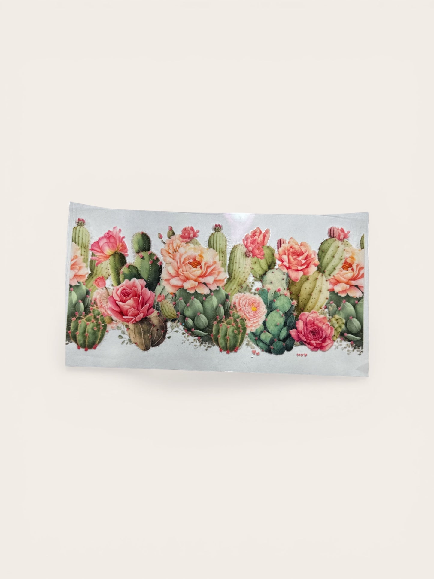 Boho Cactus & Flowers UV DTF Cup Wrap – Tumbler Decal 16oz UV DTF Transfer #195 for Cups | Cute Decal|