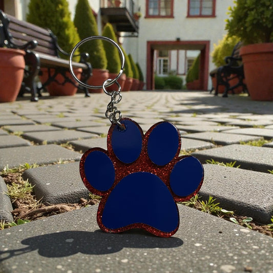 Glitter Paw School Spirit Keychain – Custom Mascot Colors & Personalized Name