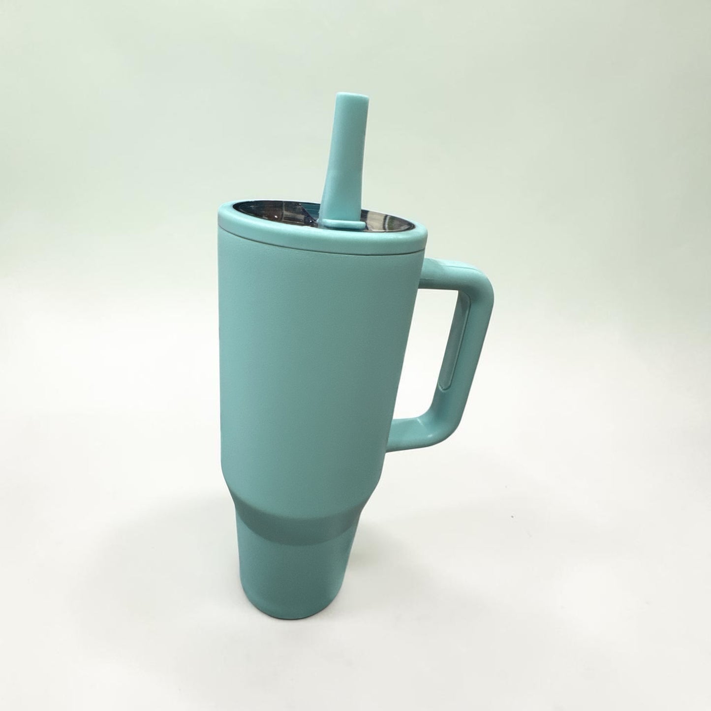 40oz Powder Coated Stainless Steel Tumbler with Handle TEAL BLUE