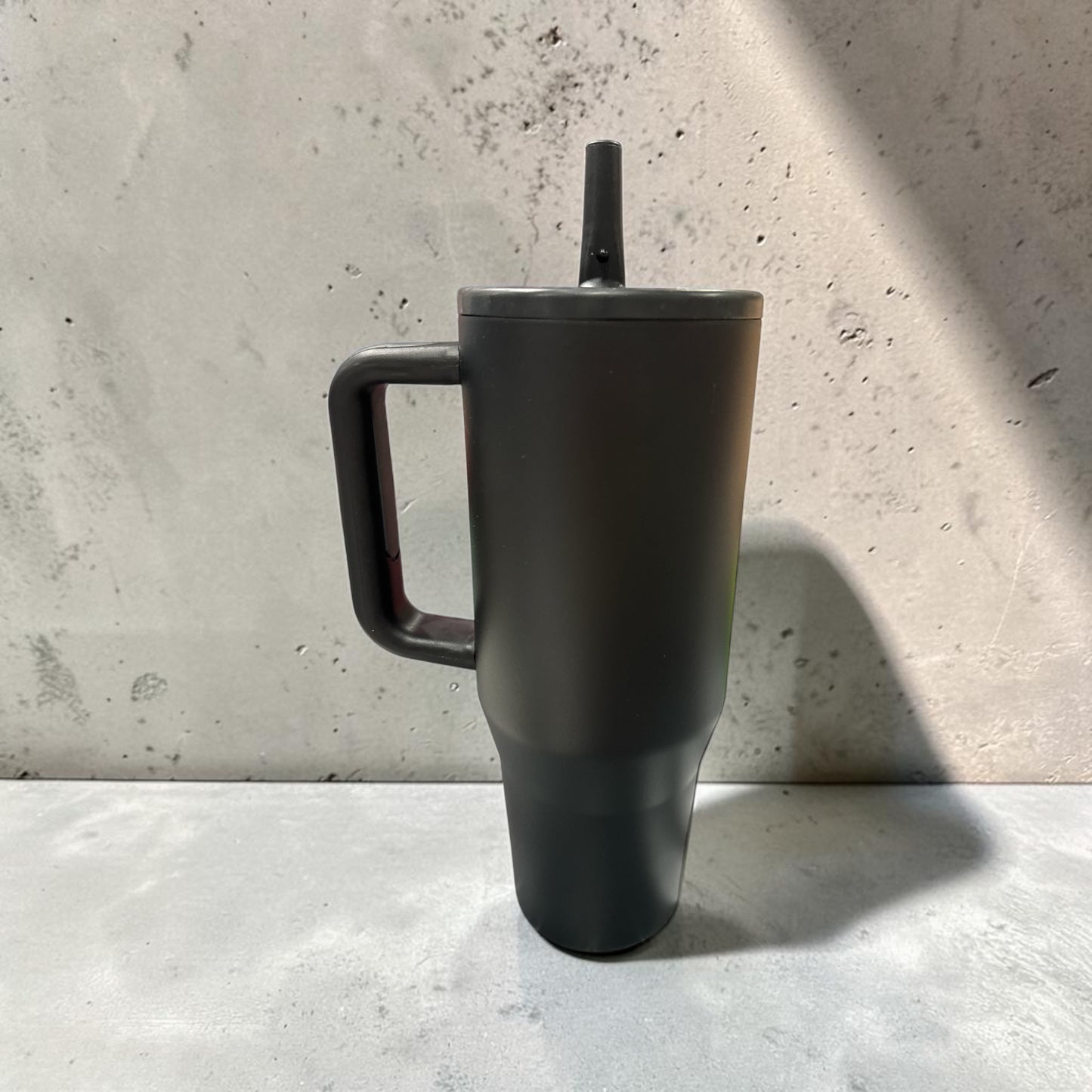 40oz Powder Coated Stainless Steel Tumbler with Handle BLACK