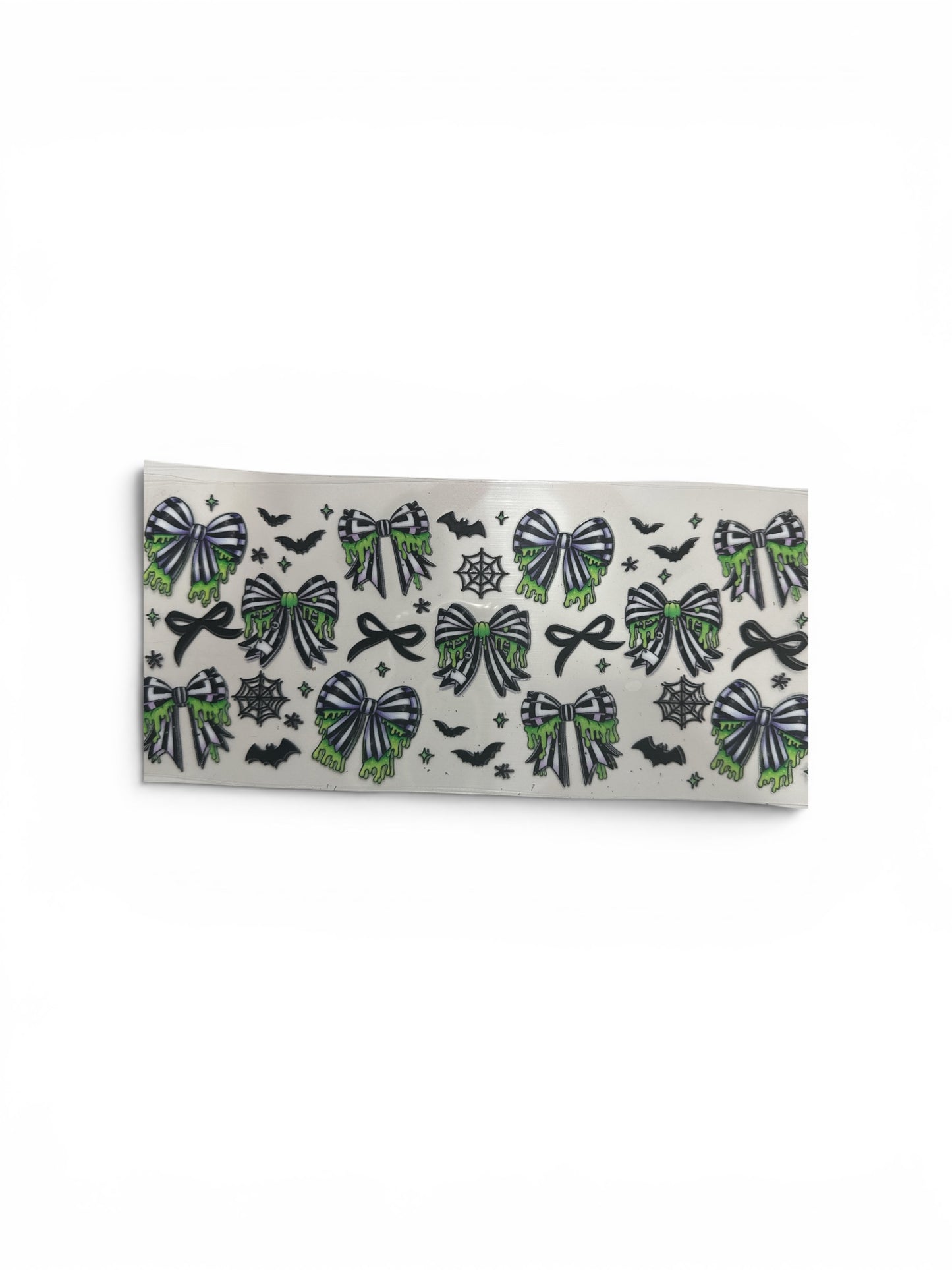 Black bows with Green Slime 16oz UV DTF Cup Wrap Transfer for Cups #329