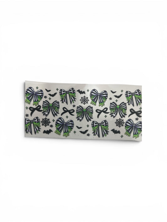 Black bows with Green Slime 16oz UV DTF Cup Wrap Transfer for Cups #329