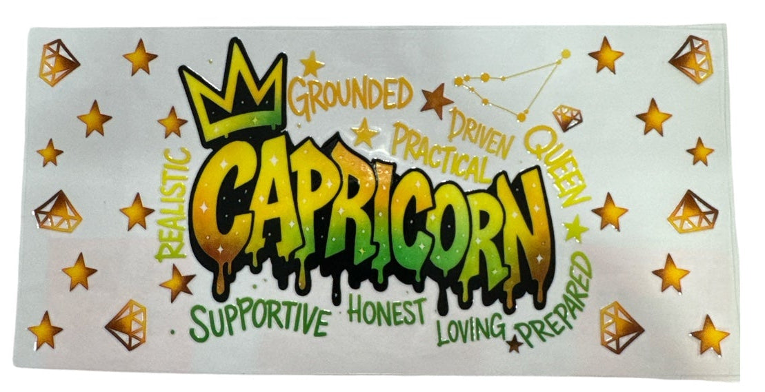 Choose A Zodiac Artistic Graffiti UVDTF Decals| Aquarius| Aries| Cancer| Capricorn| Gemini| Leo| Libra| Pisces| Sagittarius| Scorpio| Taurus| Virgo