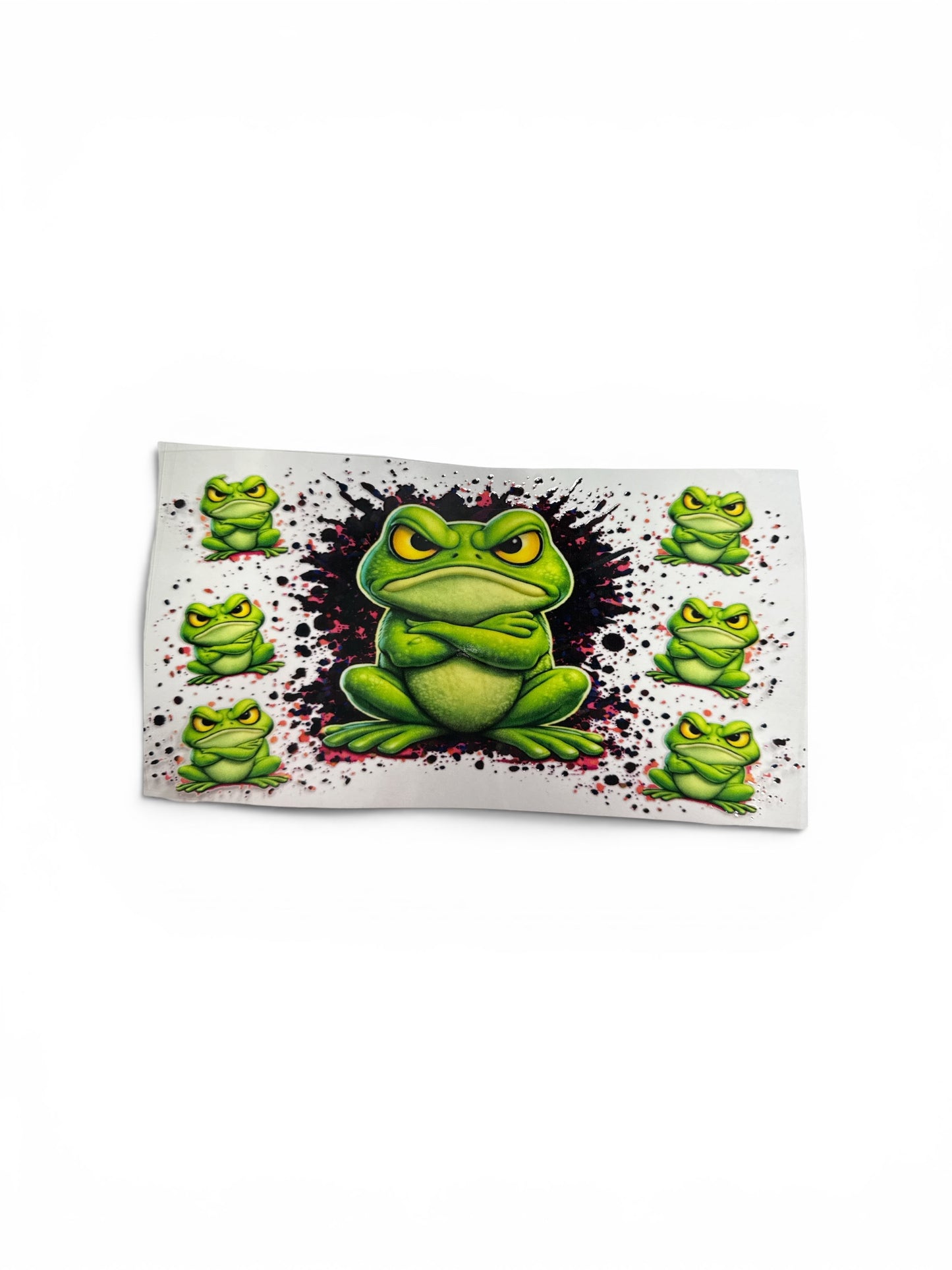 Frog - "Angry FROG" Animal UV DTF 16oz Cup Wrap, #275 Tumbler Decal