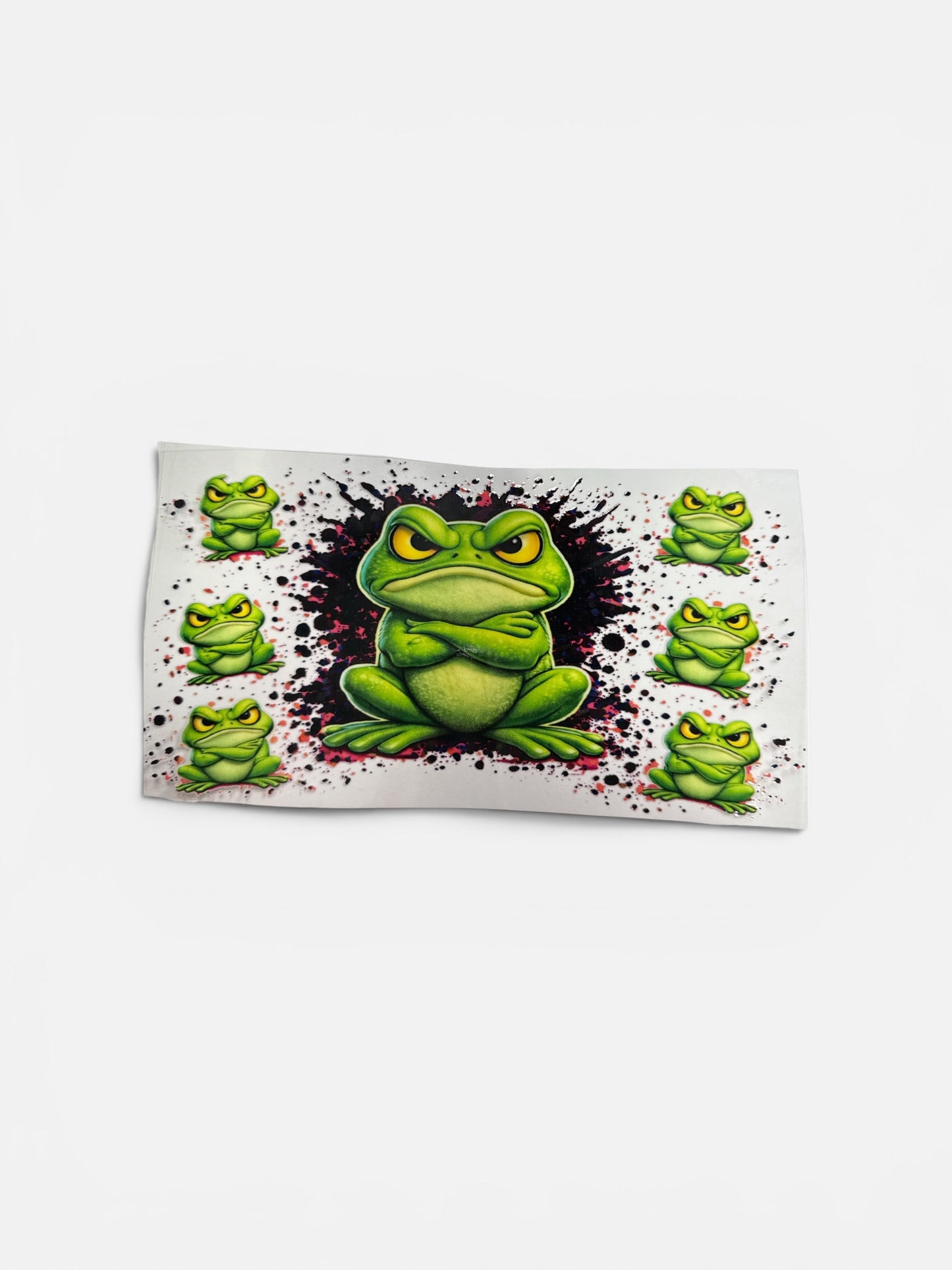 Frog - "Angry FROG" Animal UV DTF 16oz Cup Wrap, #275 Tumbler Decal
