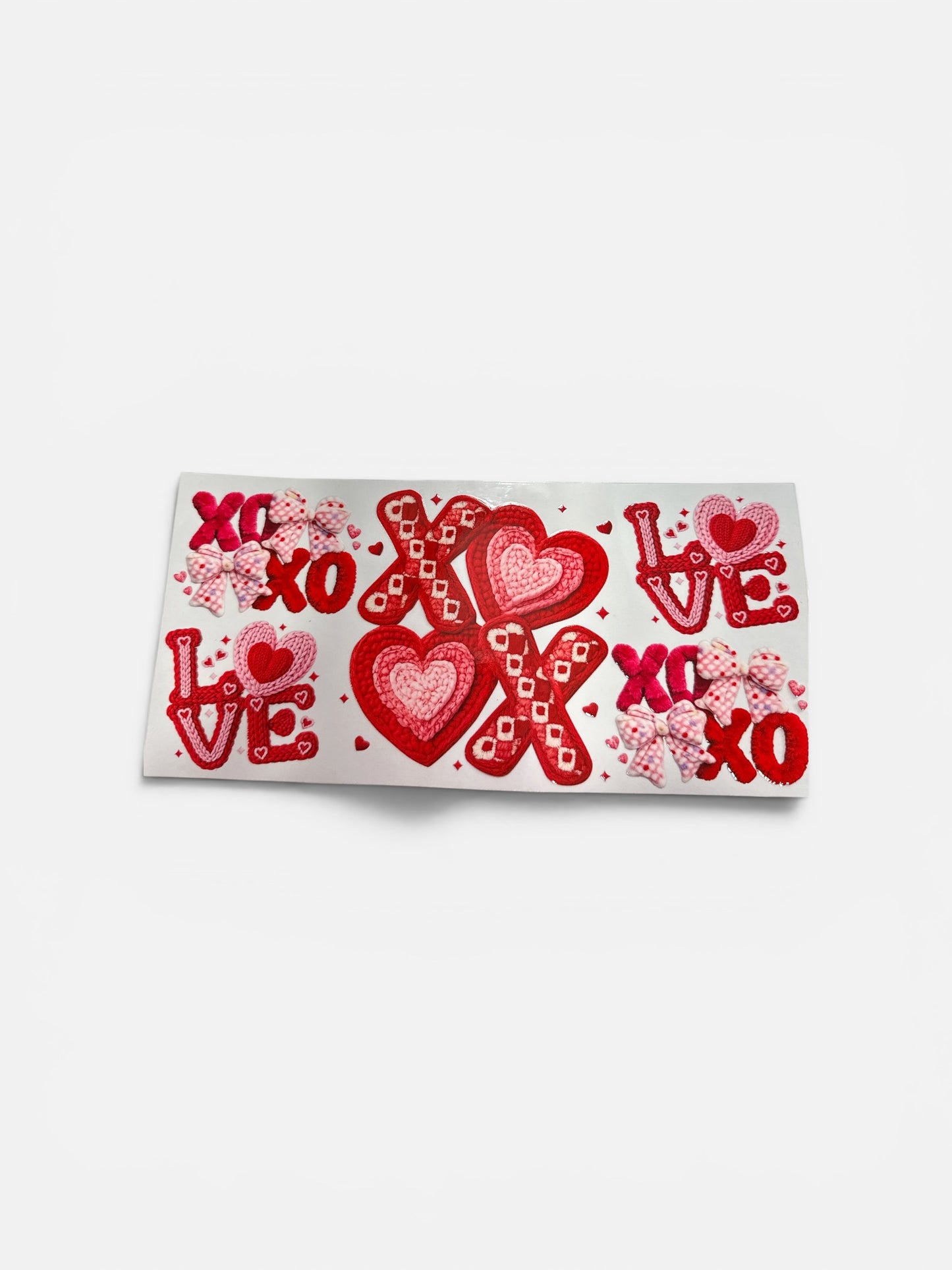 XOXO LOVE Yarn Bows Valentines 16oz UV DTF Transfer for Cups #319