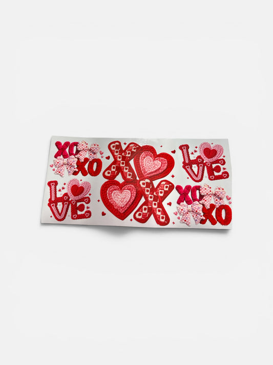 XOXO LOVE Yarn Bows Valentines 16oz UV DTF Transfer for Cups #319
