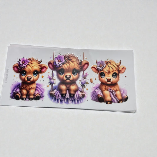 Cows with purple tutu 16oz UV DTF Transfer for Cups #140