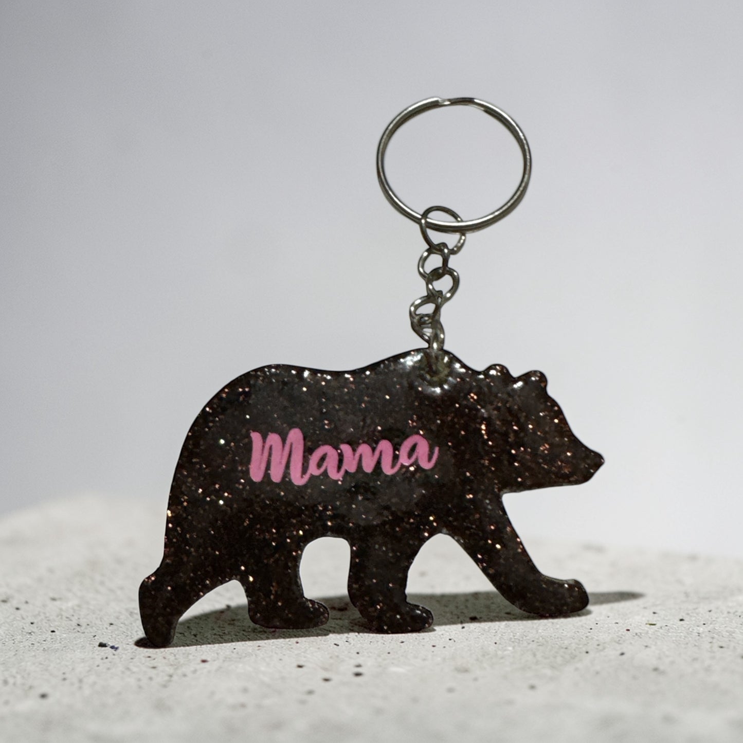Mama Bear Glitter Keychain | Trendy Gift for Moms