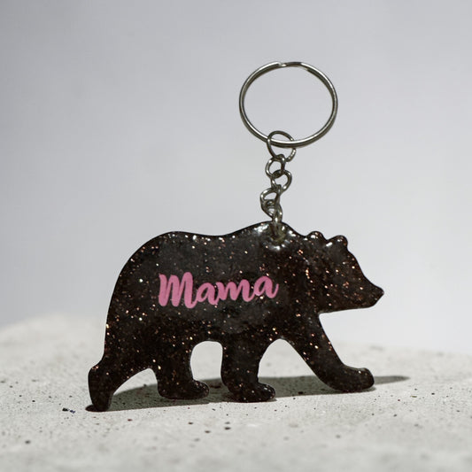Mama Bear Glitter Keychain | Trendy Gift for Moms