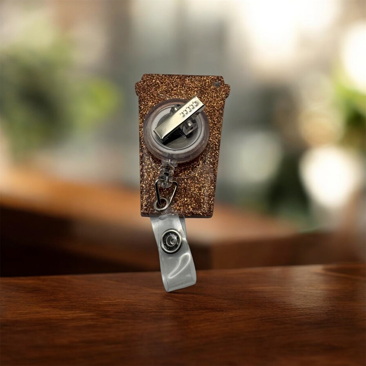 Coffee Cup Badge Reel – 3” Personalized Custom Name Retractable ID Holder