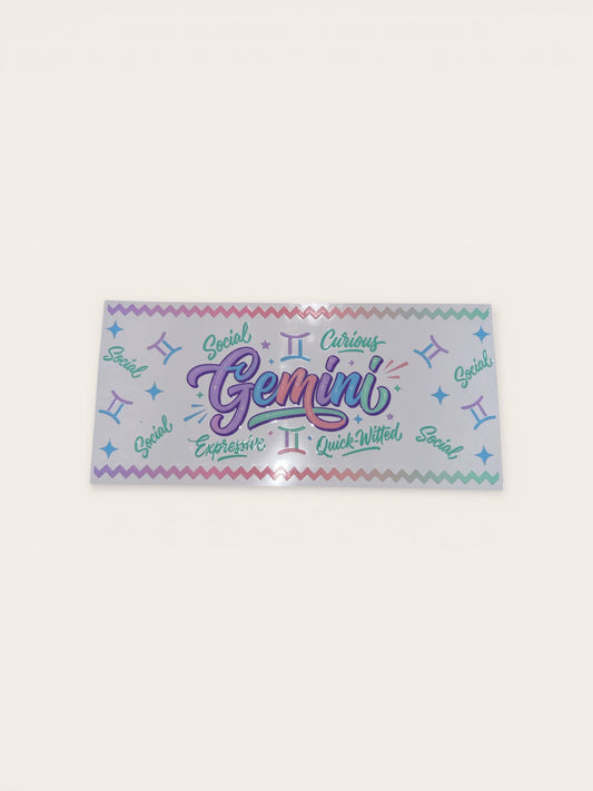 Gemini Zodiac Sign UV DTF 16oz Cup Wrap, #209 Tumbler Decal
