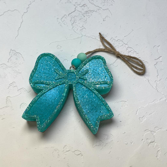 Glitter Bow Car Freshie | Sparkly Scented Car Accessory- Handmade Hanging Car Air Freshener