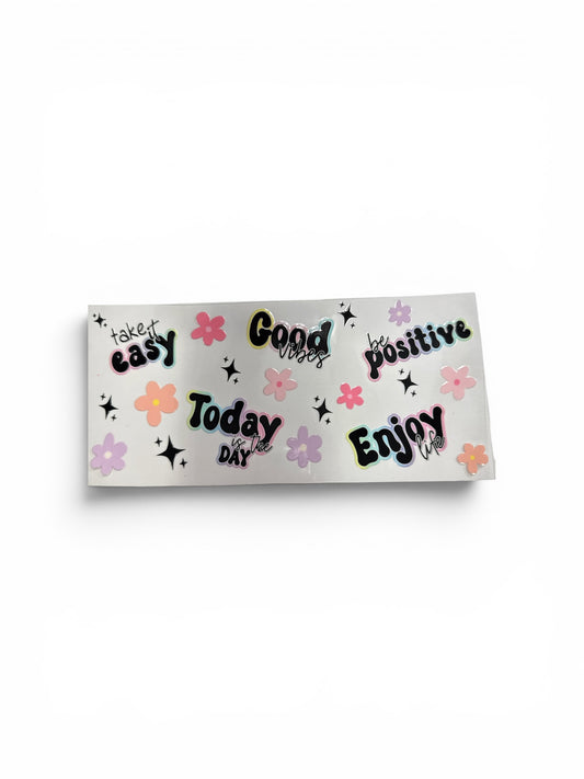 Good Vibes UV DTF 16oz Cup Wrap, #300 Tumbler Decal