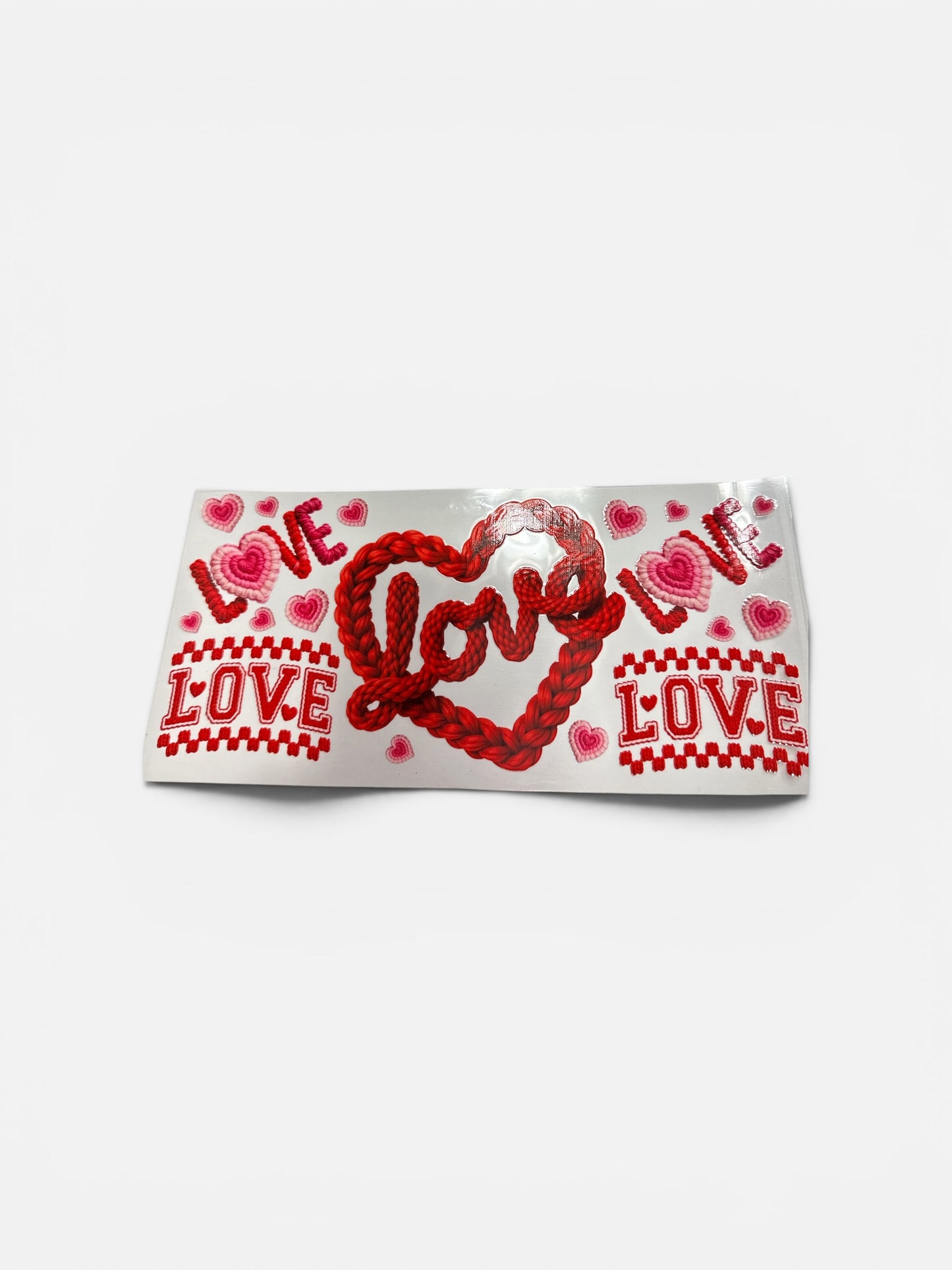 LOVE Crochet Heart Valentines 16oz UV DTF Transfer for Cups #320