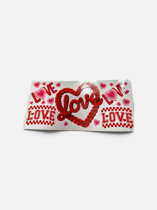 LOVE Crochet Heart Valentines 16oz UV DTF Transfer for Cups #320
