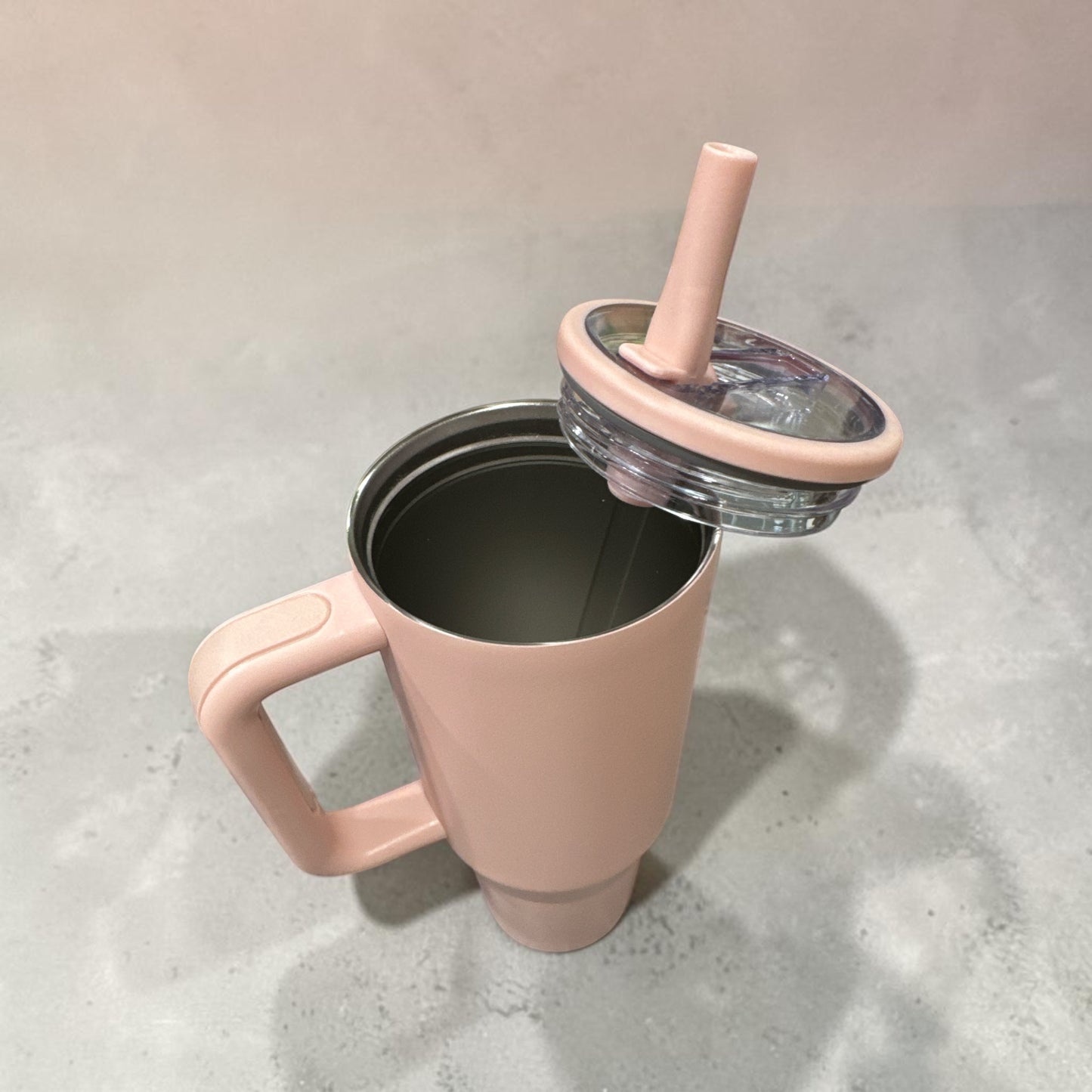 40oz Powder Coated Stainless Steel Tumbler with Handle LIGHT PINK