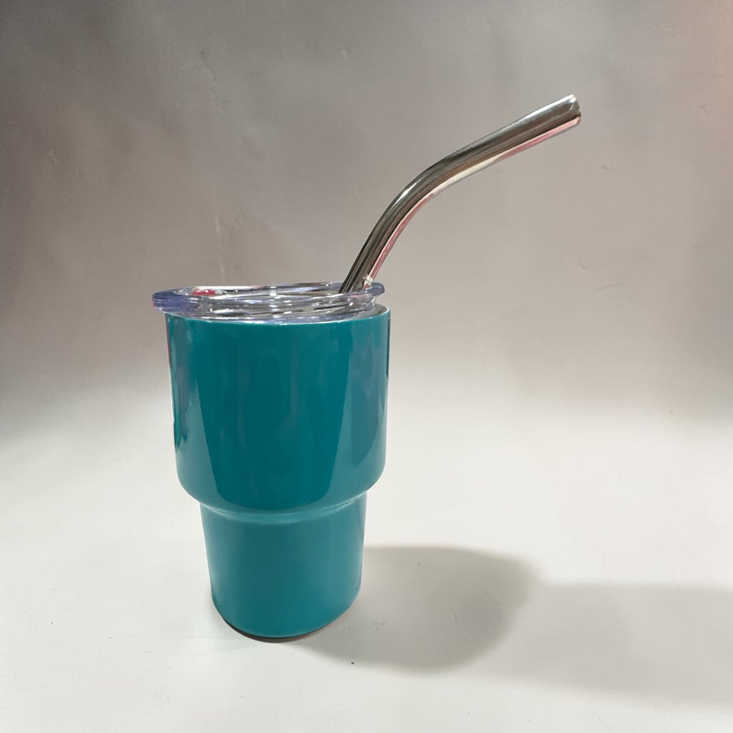 3 OZ Blue Stainless Steel Double Wall Mugs with Lids and Straw