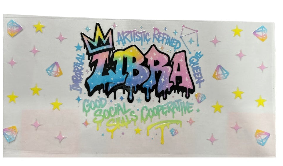 Choose A Zodiac Artistic Graffiti UVDTF Decals| Aquarius| Aries| Cancer| Capricorn| Gemini| Leo| Libra| Pisces| Sagittarius| Scorpio| Taurus| Virgo