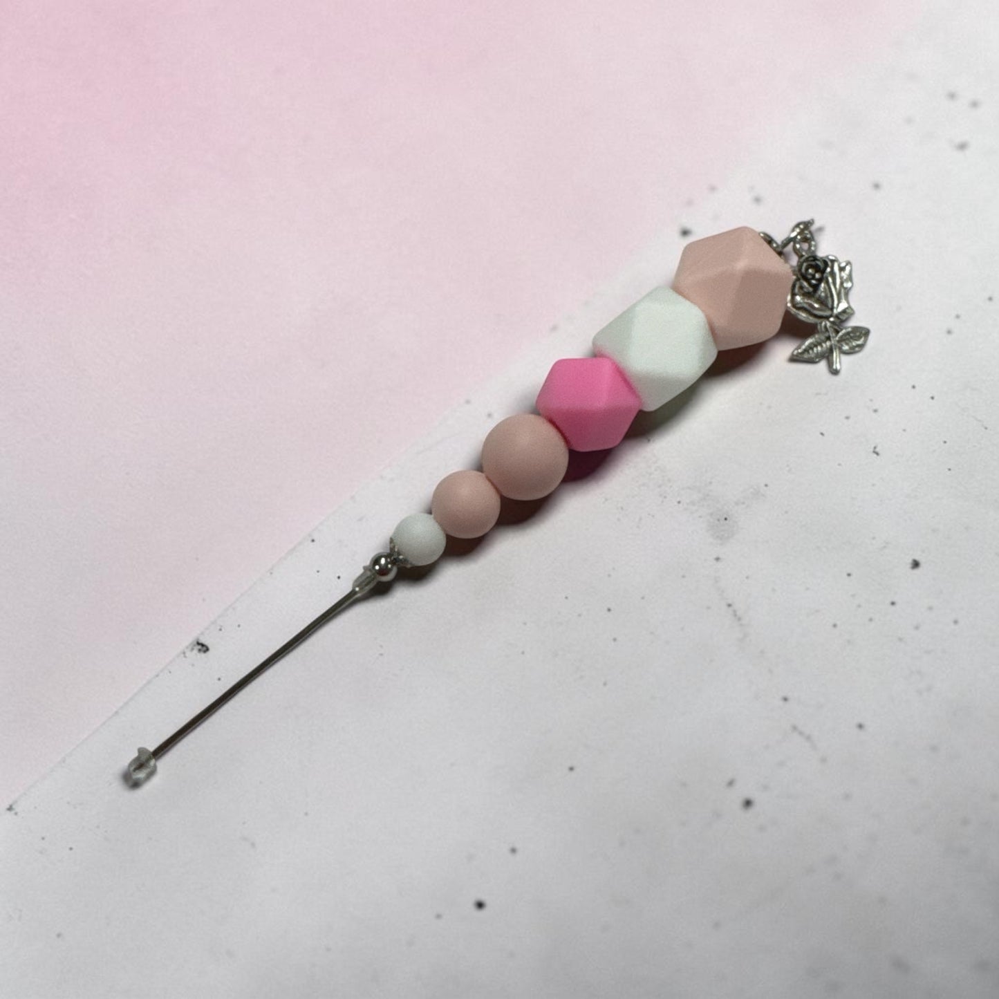 Beaded 6-inch Pokey Tool (Pink and White)– Craft Pick for Vinyl Weeding & Detail Work