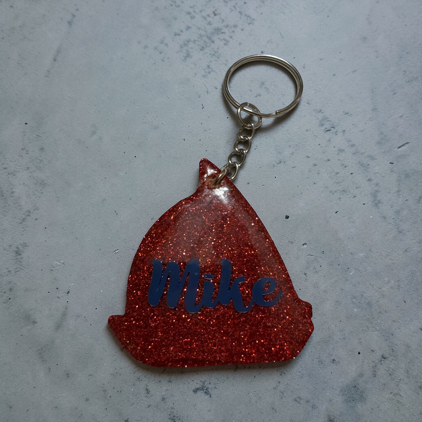I Heart Sailing Keychain - Glitter Acrylic Sailboat Charm - Custom/Personalized
