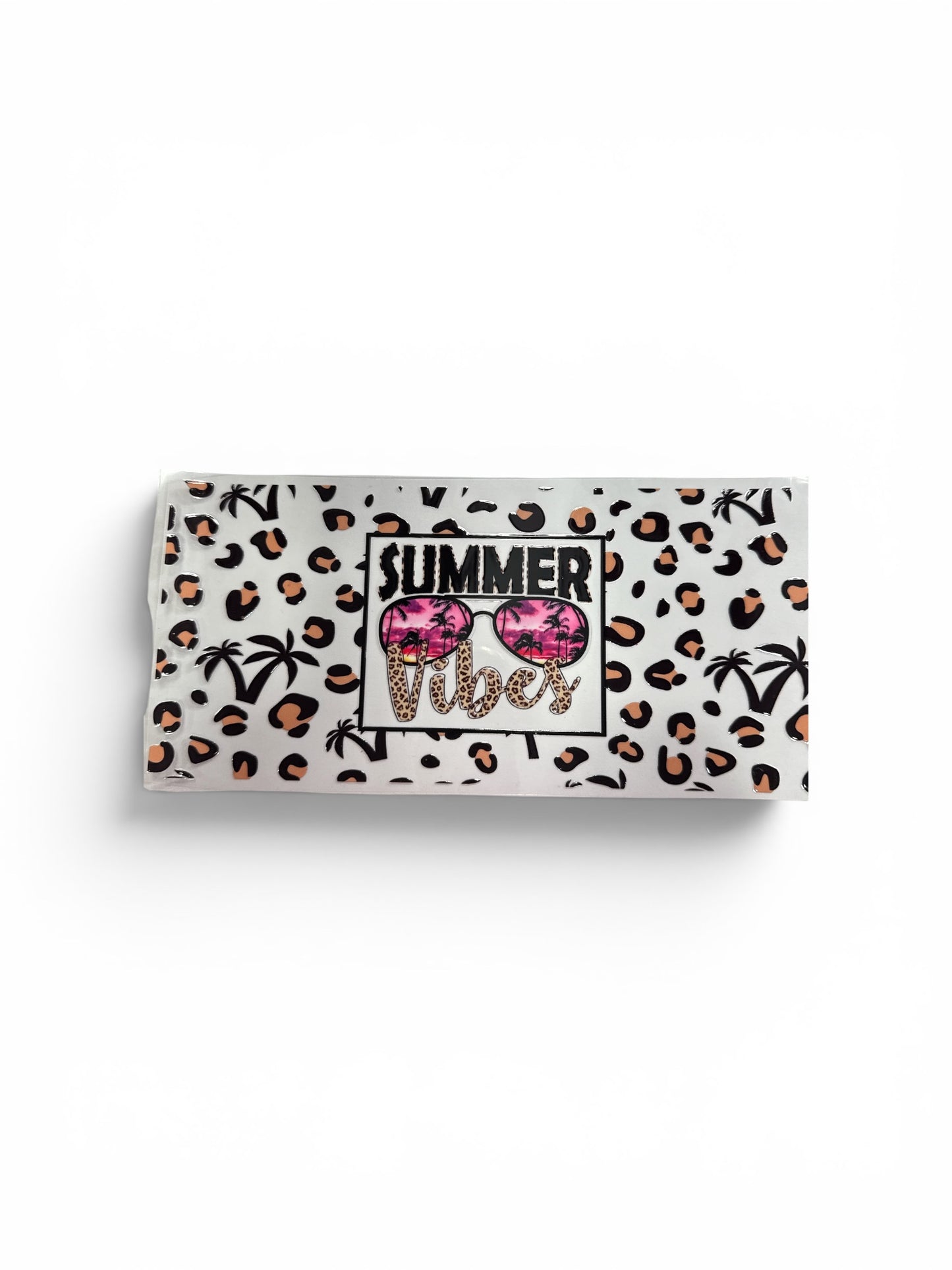 Summer Vibes with Leopard and Sunglasses UV DTF 16oz Cup Wrap, #294 Tumbler Decal