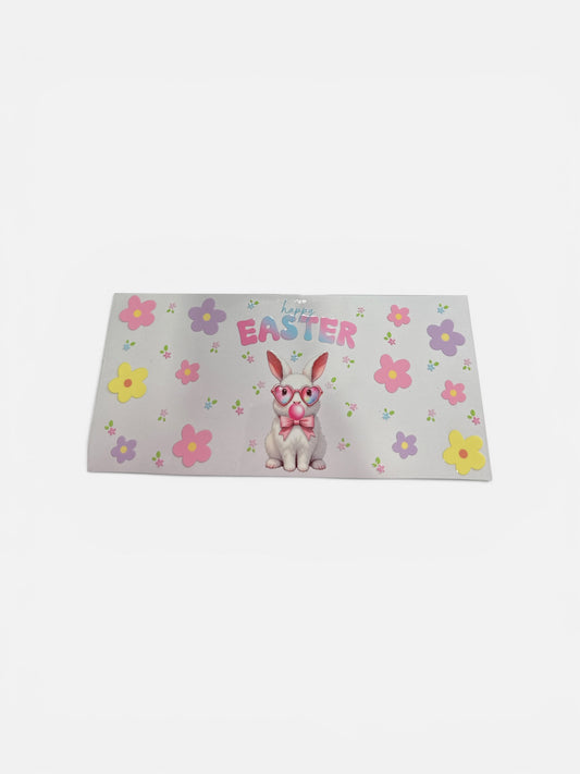 Happy Easter Bunny Blowing Bubblegum Bubble 16oz UV DTF Cup Wrap Transfer for Cups #326
