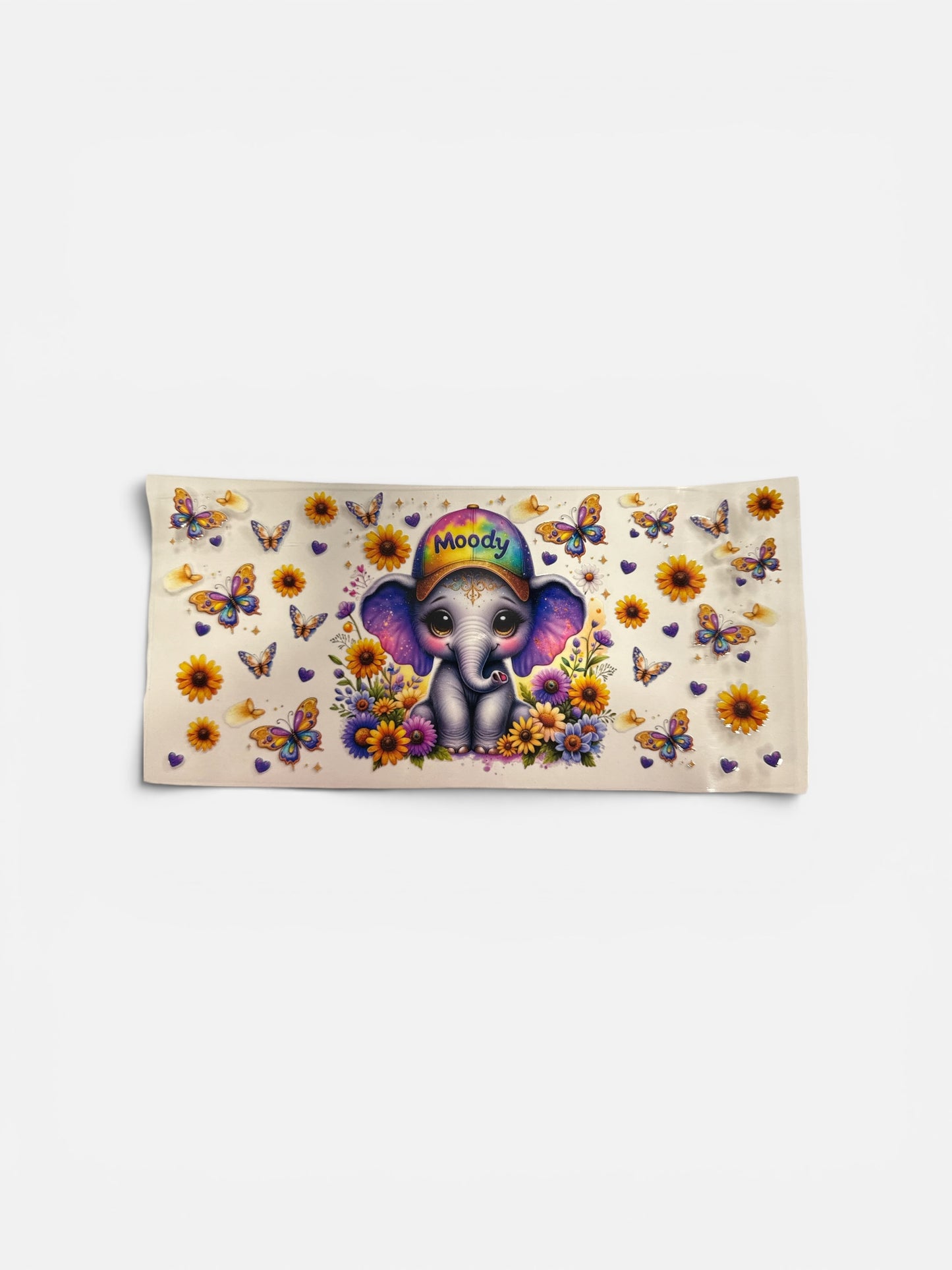 Elephant (Moody) and Flowers 16oz UV DTF Transfer #267 Cup Wrap